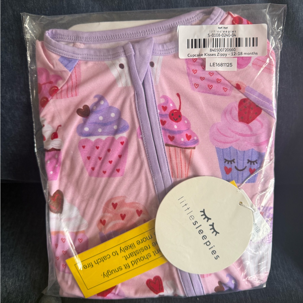 Little Sleepies Cupcake Kisses Zippy | Size 12-18 | Nwt/Nib